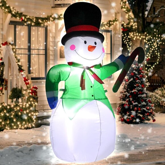 Christmas Inflatable Snowman with LED Lights for Outdoor Lawn and Garden Decor - Picture 6 of 8